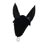 Equestro Knitted Fly Veil With Elastic Front Strap #colour_black