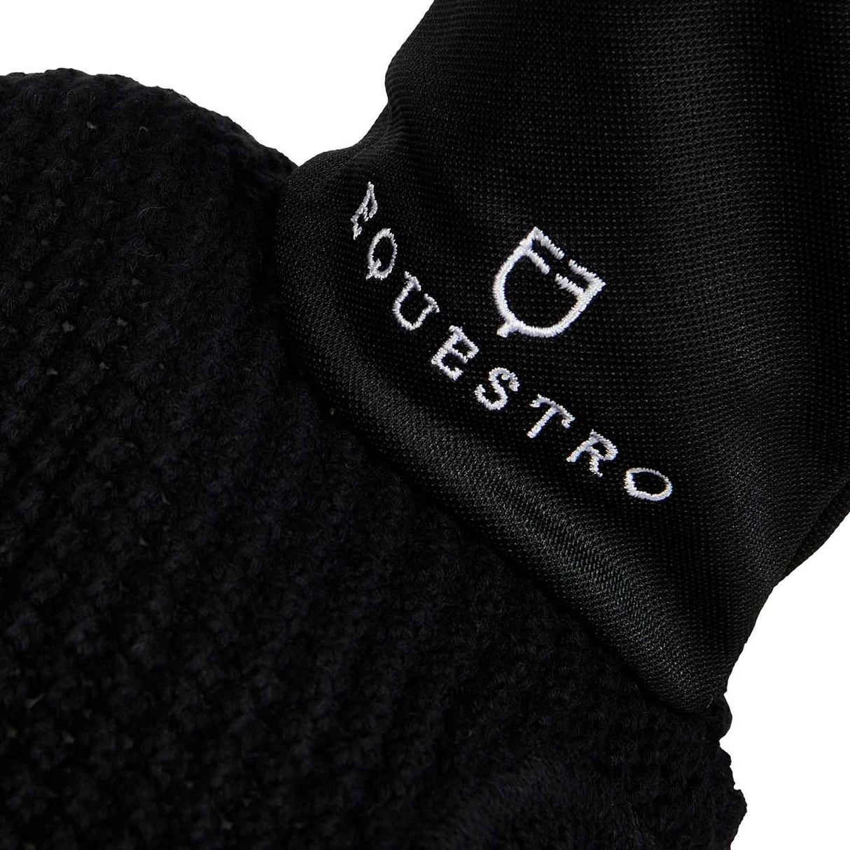 Equestro Knitted Fly Veil With Elastic Front Strap #colour_black