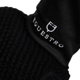 Equestro Knitted Fly Veil With Elastic Front Strap #colour_black