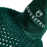 Equestro Knitted Fly Veil With Elastic Front Strap #colour_green