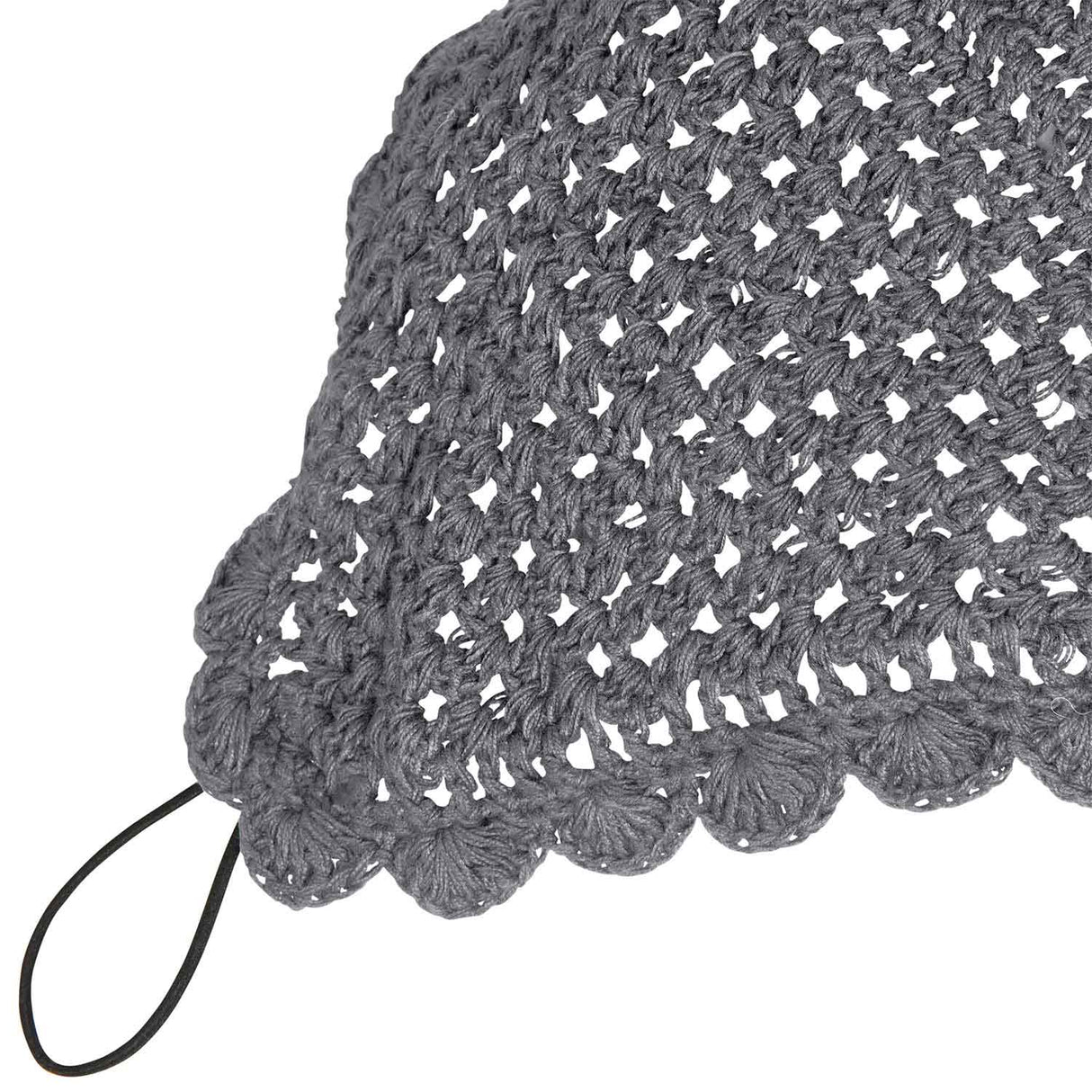 Equestro Knitted Fly Veil With Elastic Front Strap #colour_grey