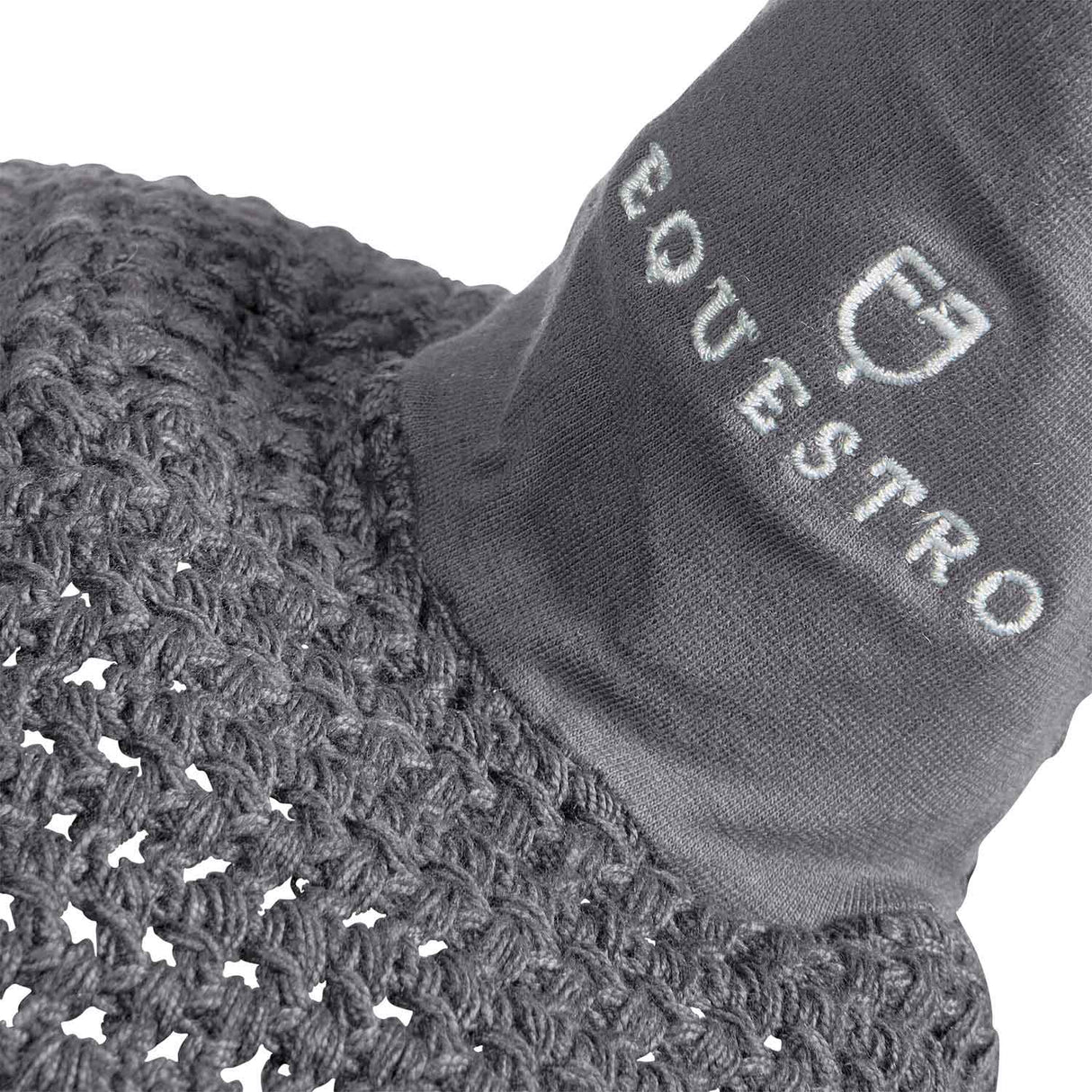Equestro Knitted Fly Veil With Elastic Front Strap #colour_grey