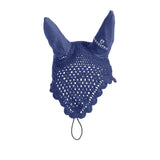 Equestro Knitted Fly Veil With Elastic Front Strap #colour_blue