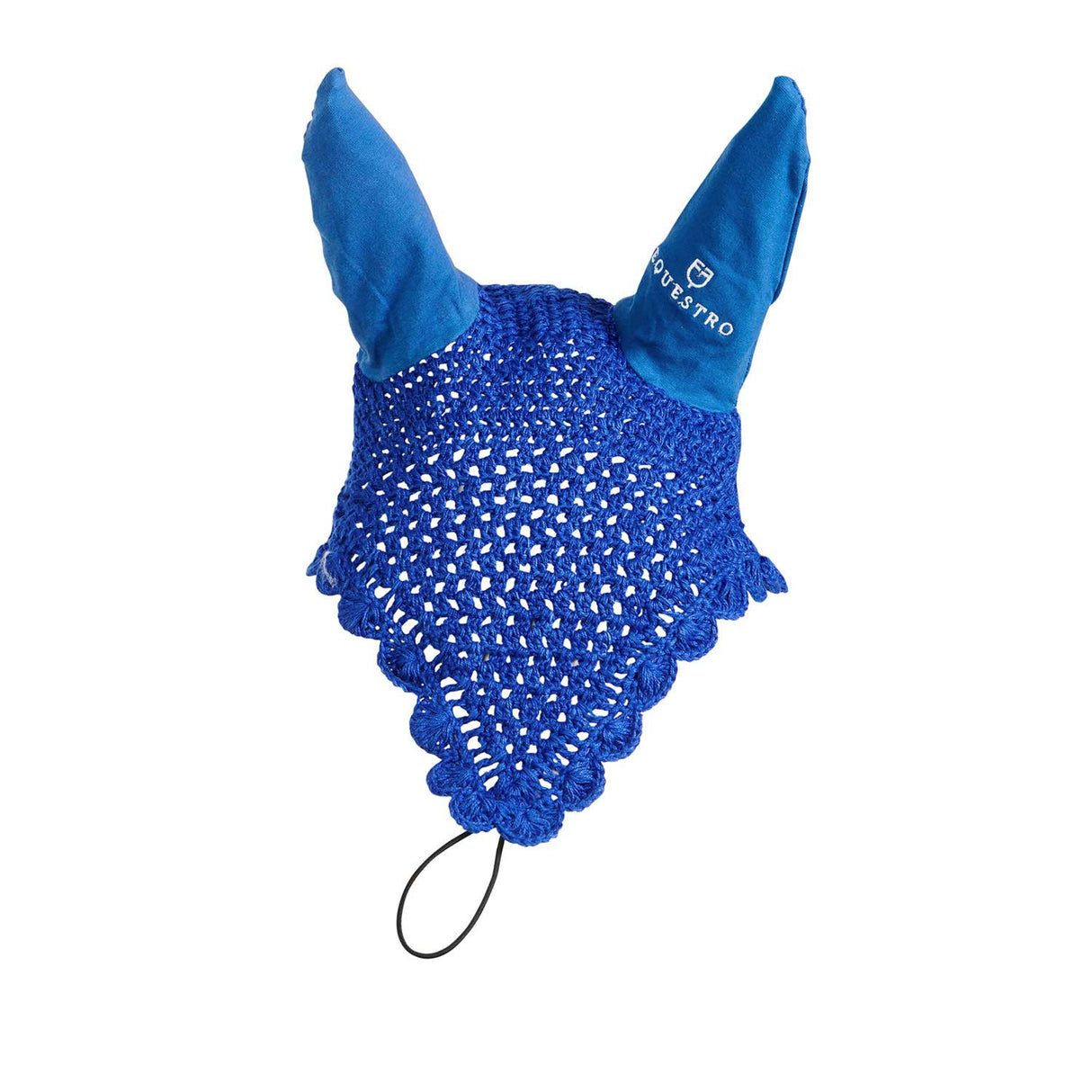 Equestro Knitted Fly Veil With Elastic Front Strap #colour_royal-blue