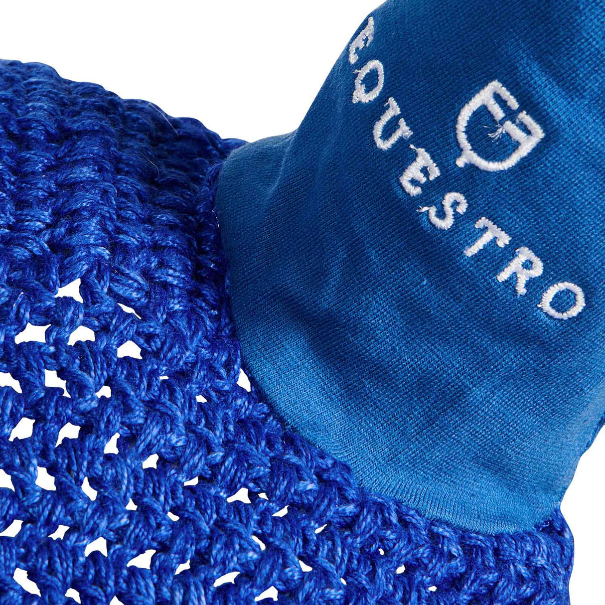 Equestro Knitted Fly Veil With Elastic Front Strap #colour_royal-blue