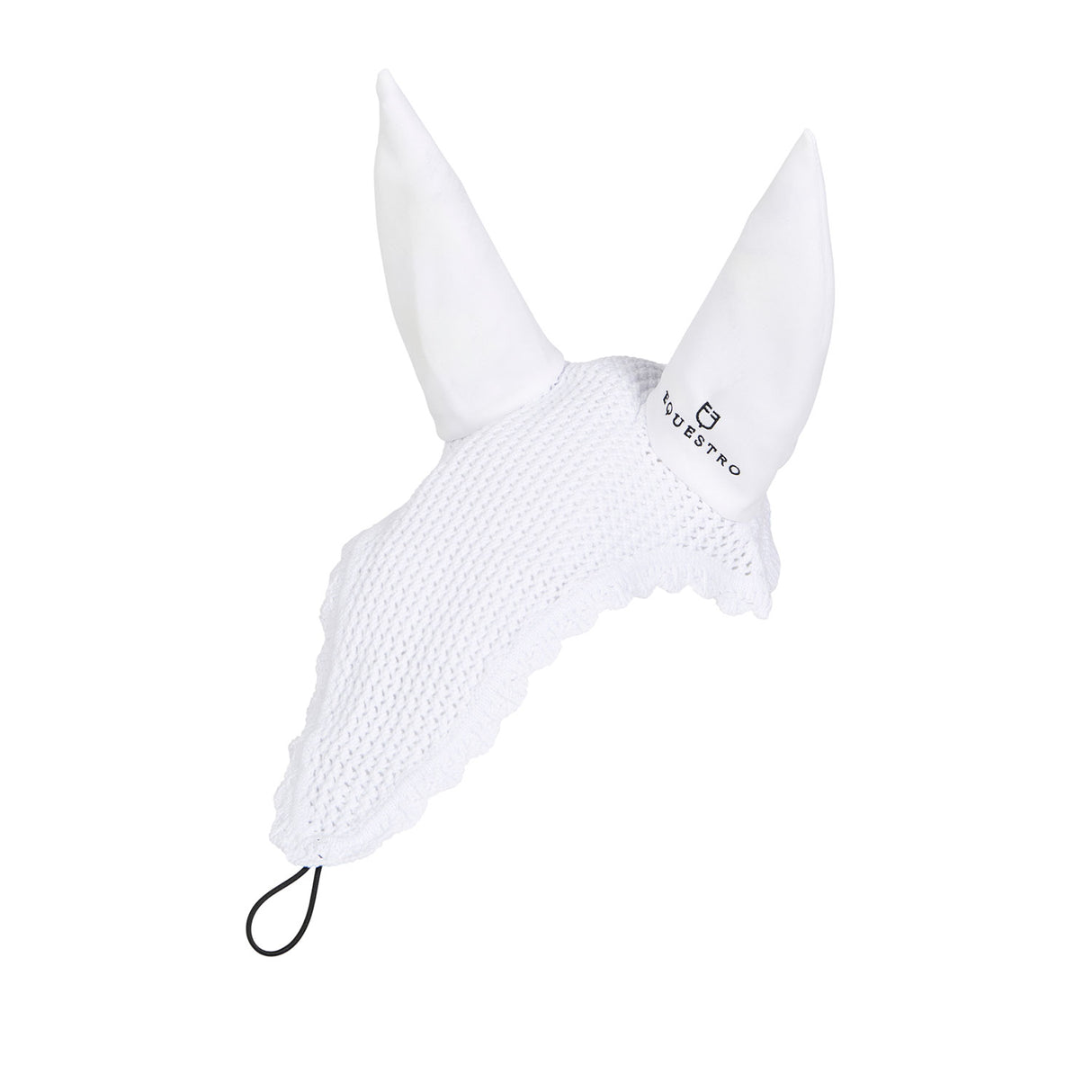 Equestro Knitted Fly Veil With Elastic Front Strap #colour_white