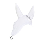 Equestro Knitted Fly Veil With Elastic Front Strap #colour_white