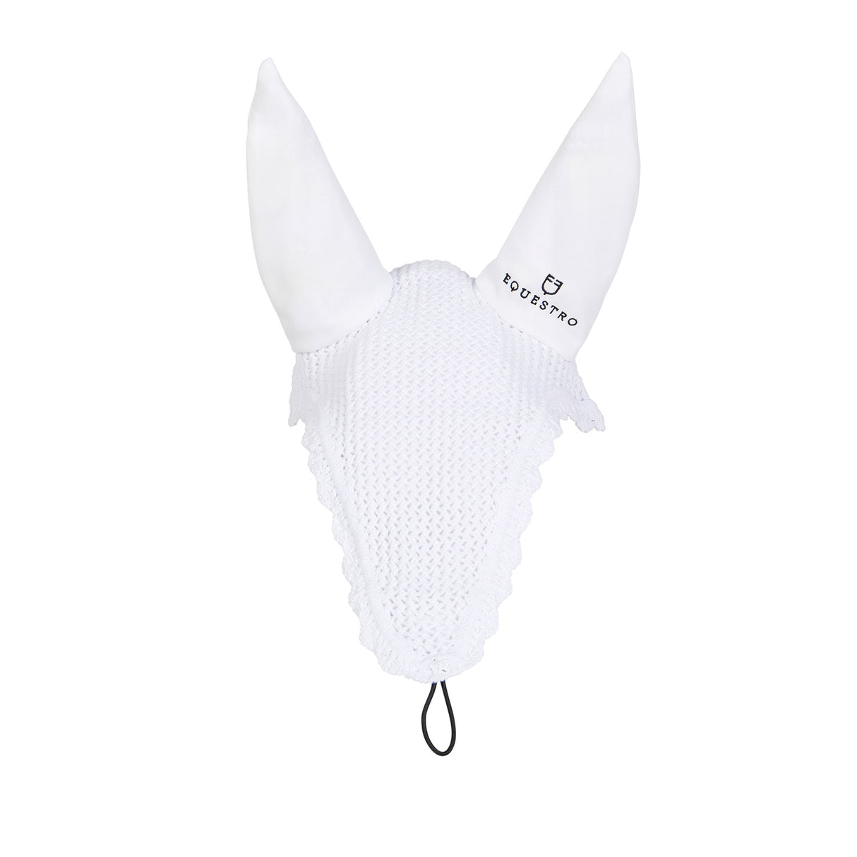 Equestro Knitted Fly Veil With Elastic Front Strap #colour_white
