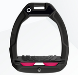Flex-On Safe-On Inclined Ultra Grip Stirrups - Black/Black/Fushia