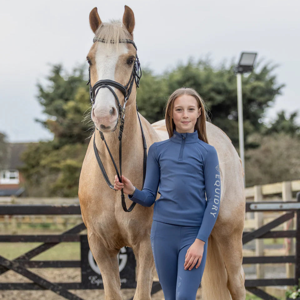 EQUIDRY Children's Water Repellent Base Layer #colour_steel-blue-silver