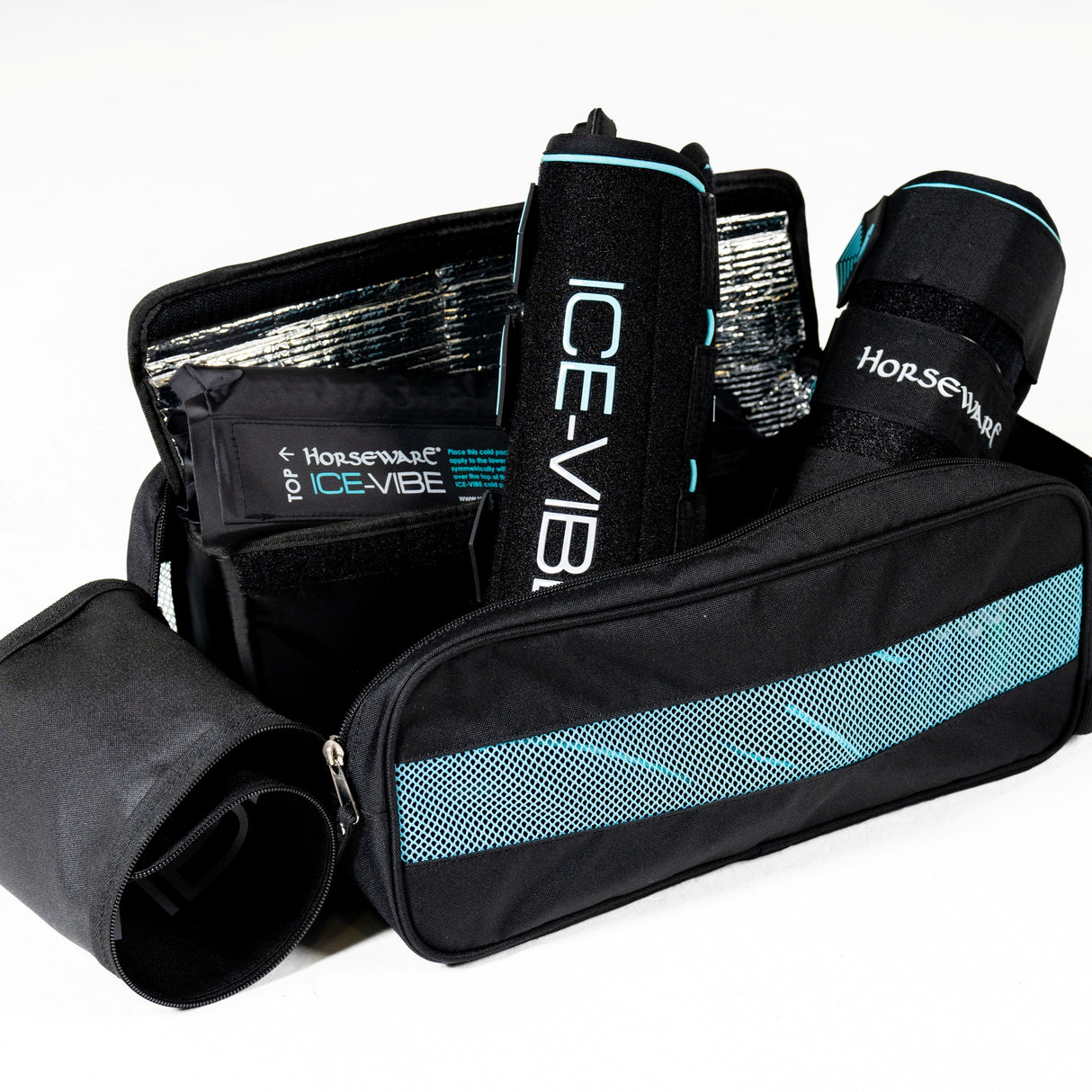 Horseware Ireland Ice-Vibe Leg Wraps #colour_black-aqua