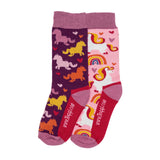 Toggi Pretty Unicorn Children Socks 2 Pack #colour_pink-red