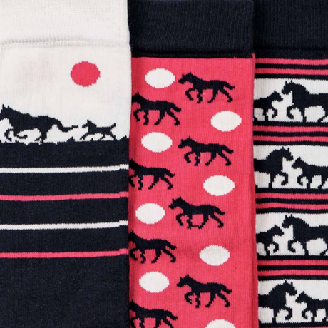 Toggi Horse And Foal Socks #colour_navy-pink-white
