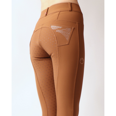 Montar Rosa Full Grip Breeches With Rosegold Crystals #colour_toffee