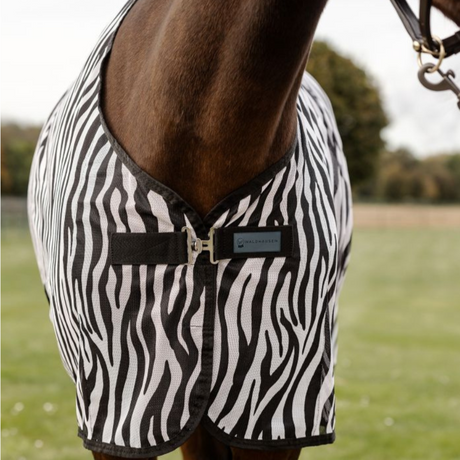 Waldhausen Zebra Fly Rug With Cross Surcingles #colour_black-white