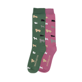 Toggi Multi Dog Socks 2 Pack #colour_green-pink