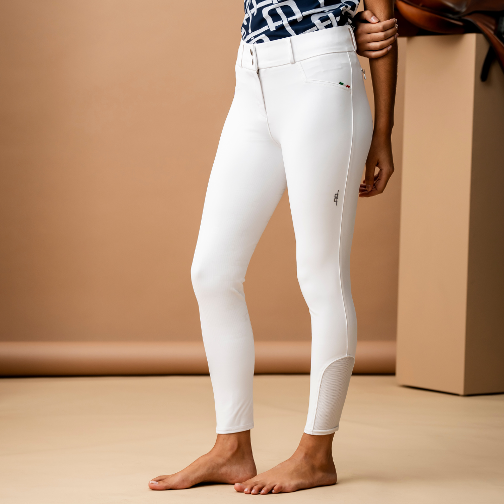 Alessandro Albanese Aria Knee Patch Mid Rise Breech #colour_core-white