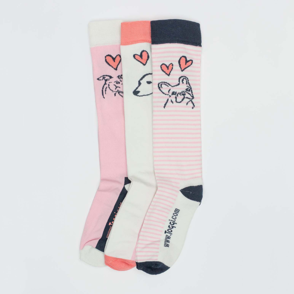 Toggi Hearts And Dog Ladies Socks 3 Pack Of Socks #colour_pink-white-navy
