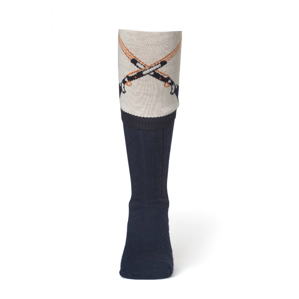 Waring Brooke Crossed Gun Socks #colour_navy-taupe