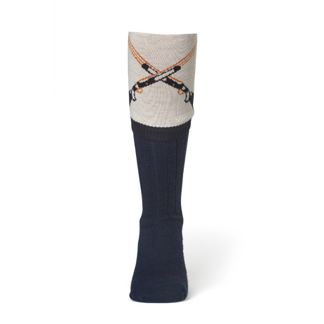Waring Brooke Crossed Gun Socks #colour_navy-taupe