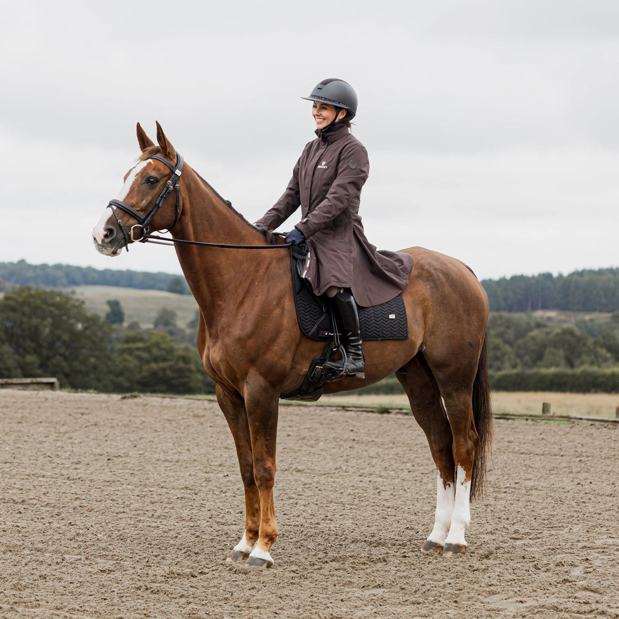 EQUIDRY Women's Bronte Riding Coat with Removable Hood #colour_brown