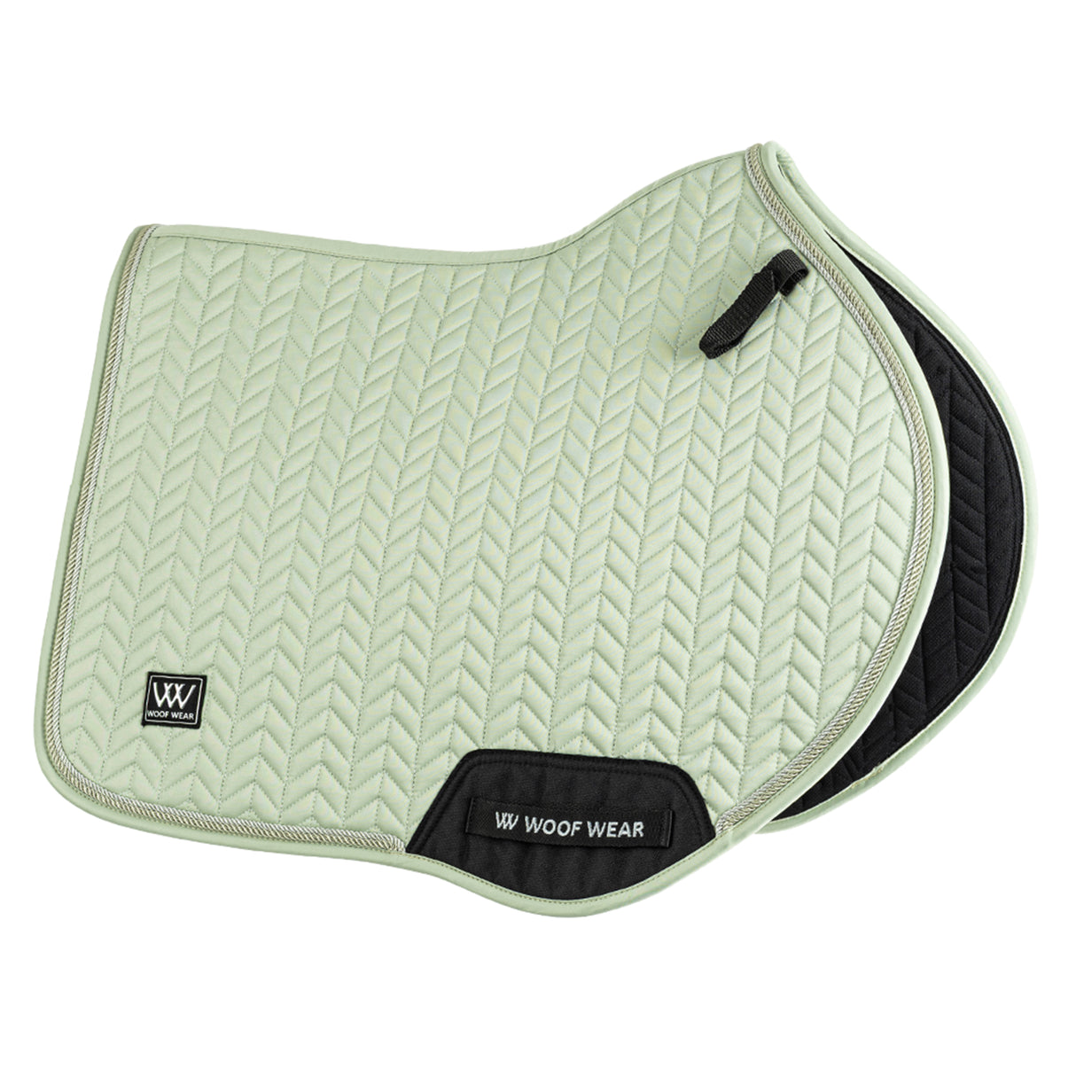 Woof Wear Herringbone Close Contact Saddle Pad #colour_sage-green