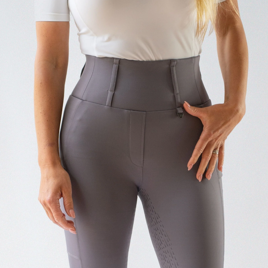 Woof Wear All Season Ladies Full Seat Riding Tights #colour_dove-grey