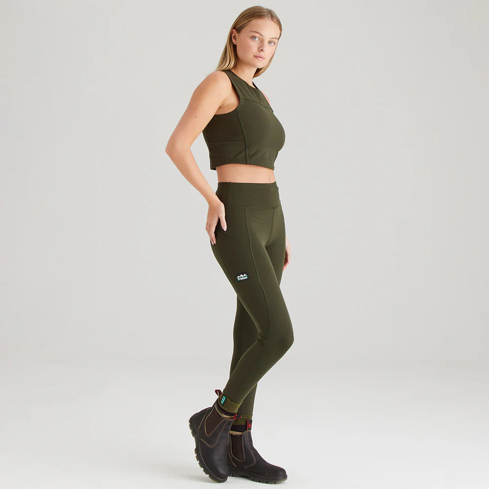 Ridgeline Womens Infinity Crop Top #colour_deep-forest