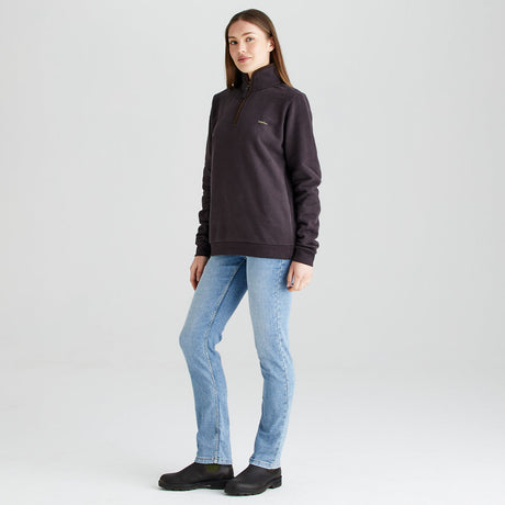 Women's Brancaster 1/4 Zip Top - Deep Bark