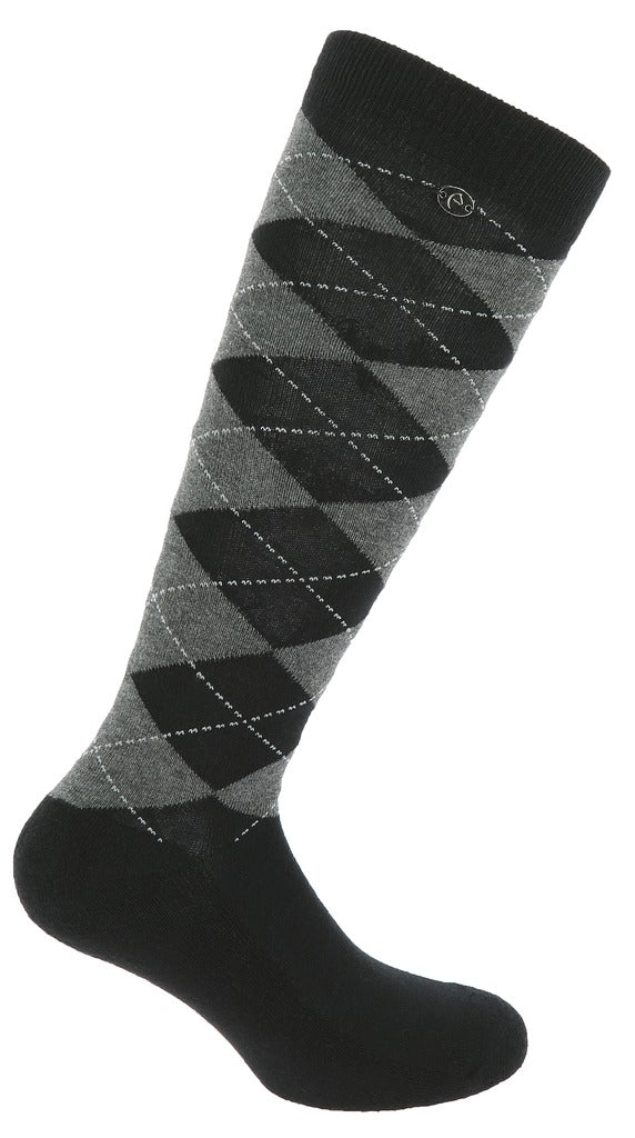 Equitheme Argyle Socks #colour_black-grey