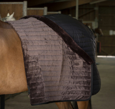 Equitheme Teddy Synthetic Sheepskin Lined Stable Rug #colour_black-brown