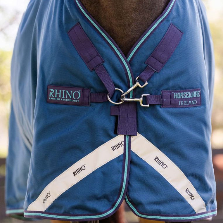 Horseware Ireland Rhino 100g Turnout Rug #colour_navy-grey-aqua-grey