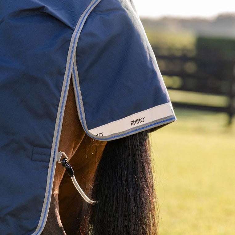 Horseware Ireland Rhino 100g Turnout Rug #colour_navy-titanium-grey-classic-blue