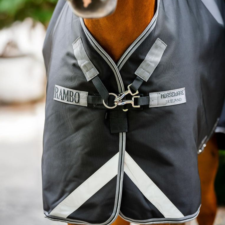 Horseware Ireland Rambo 1680D Plus Turnout 100g #colour_black-thunderstorm-grey-silver
