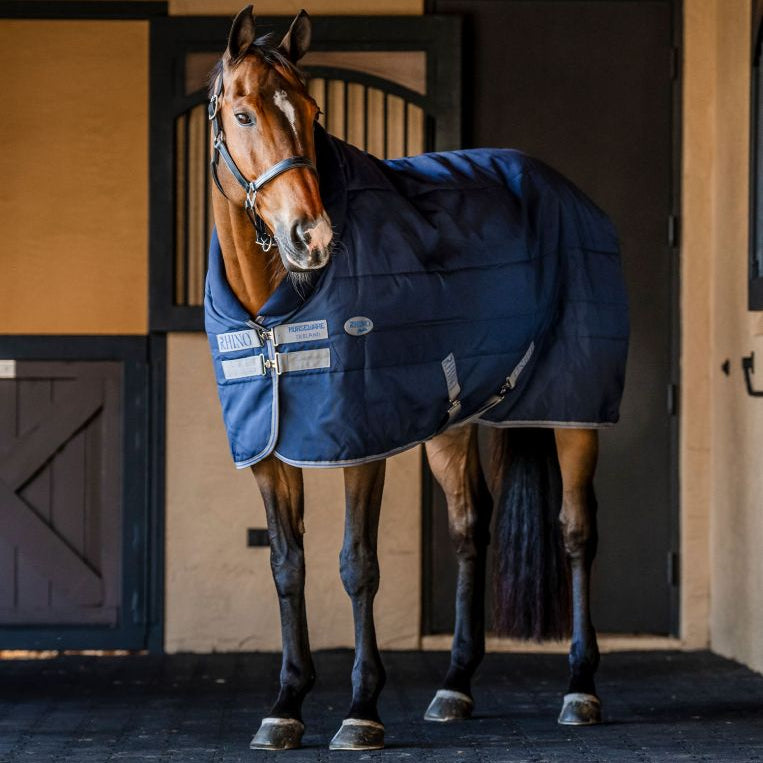 Horseware Ireland Rhino 100g Stable Rug #colour_navy-titanium-grey-classic-blue