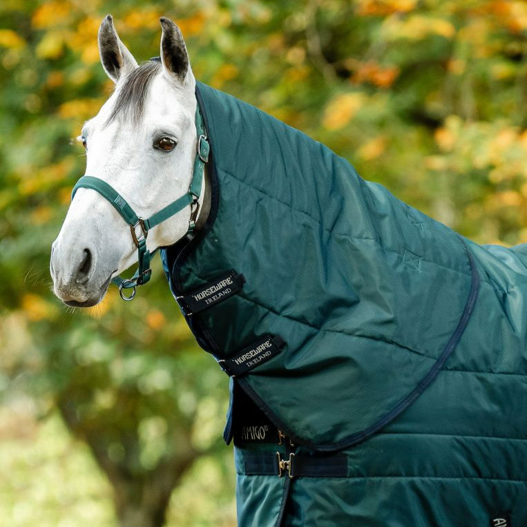 Horseware Ireland Amigo Ripstop Insulator Stable Hood 100g #colour_dynasty-green-navy-silver