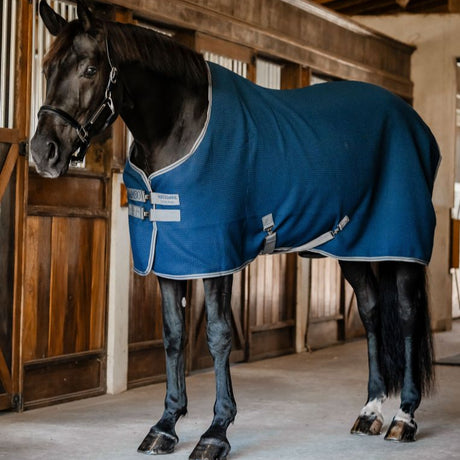 Horseware Ireland Rambo Techni Waffle Cooler #colour_navy-thunderstorm-grey-silver