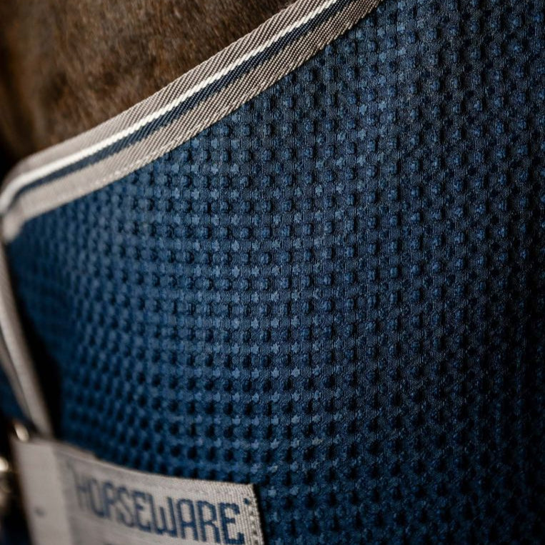 Horseware Ireland Rambo Techni Waffle Cooler #colour_navy-thunderstorm-grey-silver