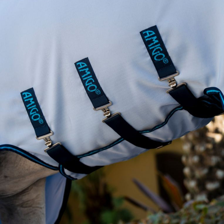 Horseware Ireland Amigo Ripstop Hoody #colour_azure-blue-navy-electric-blue