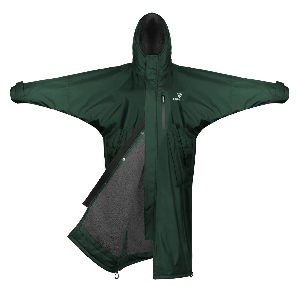EQUIDRY Women's Thick Fleece Evolution Fixed Hood #colour_black-forest-green-grey