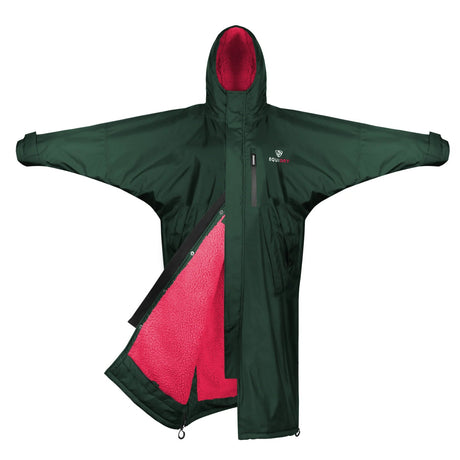 EQUIDRY Women's Thick Fleece Evolution Fixed Hood #colour_black-forest-green-peacock-pink