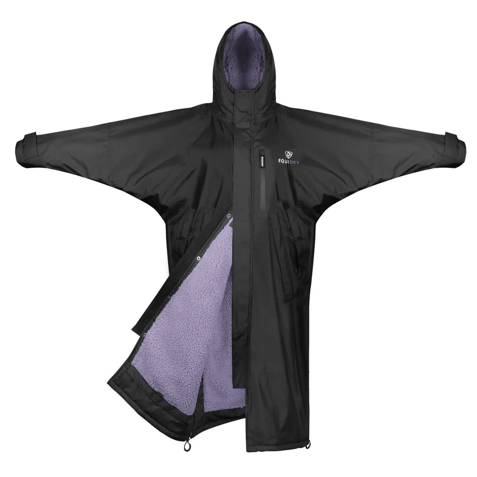 EQUIDRY Women's Thick Fleece Evolution Fixed Hood #colour_black-lilac