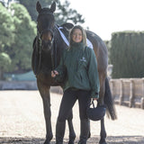 EQUIDRY Women's Shortie Mesh Lining Mac #colour_black-forest-green