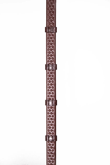 Henry James BioThane Bio Grip Hybrid Rubber Reins with Leather Stoppers #colour_havana-brown