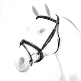 Equipe Rolled Browband Brass Fittings Flash Bridle #colour_black