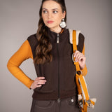 HKM Ladies Vest -Arezzo Teddy- #colour_dark-brown