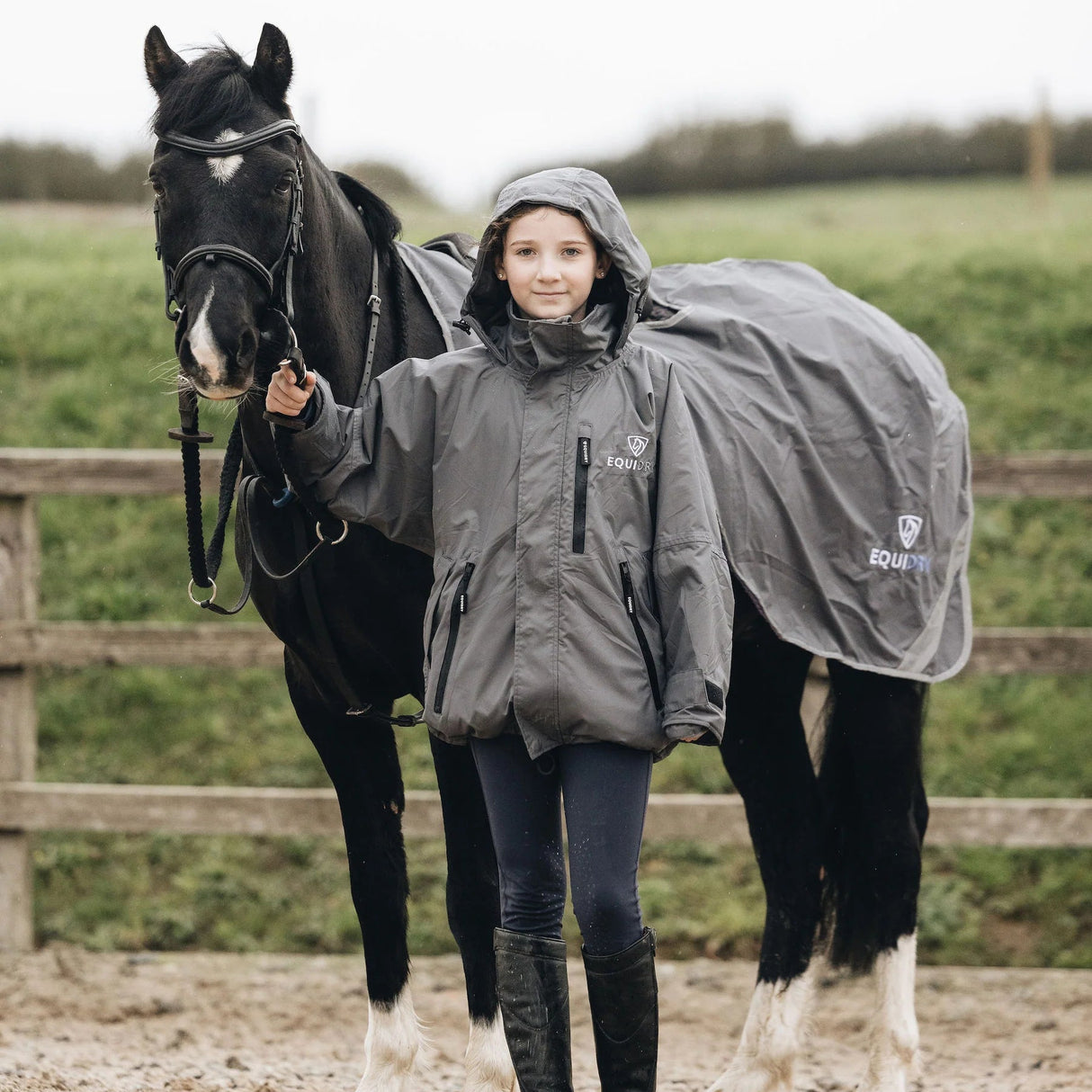 EQUIDRY Children's Thin Fleece Shortie #colour_grey-grey