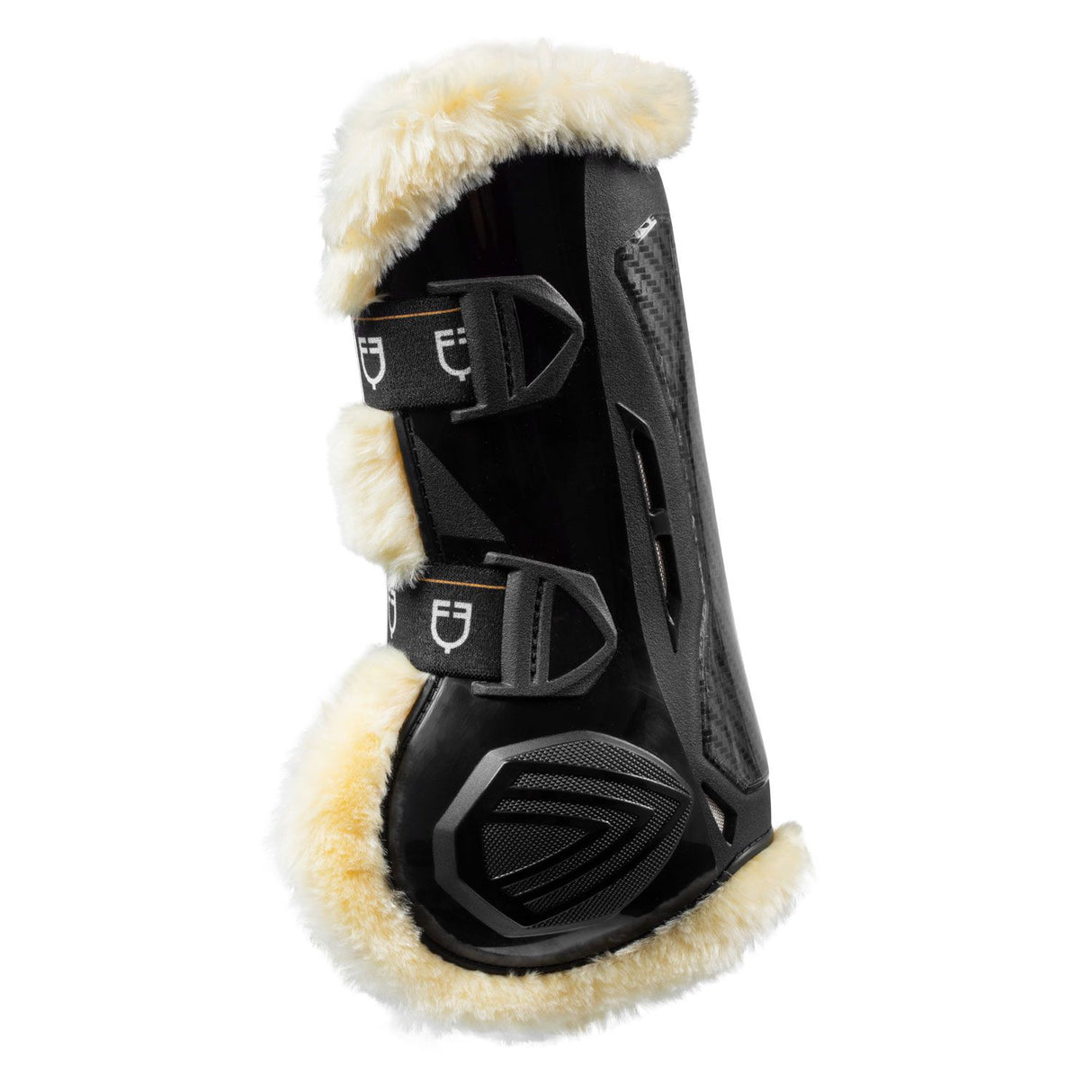 Equestro Synthetic Sheepskin Quick Release Tendon Boots #colour_black