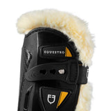 Equestro Synthetic Sheepskin Quick Release Tendon Boots #colour_black