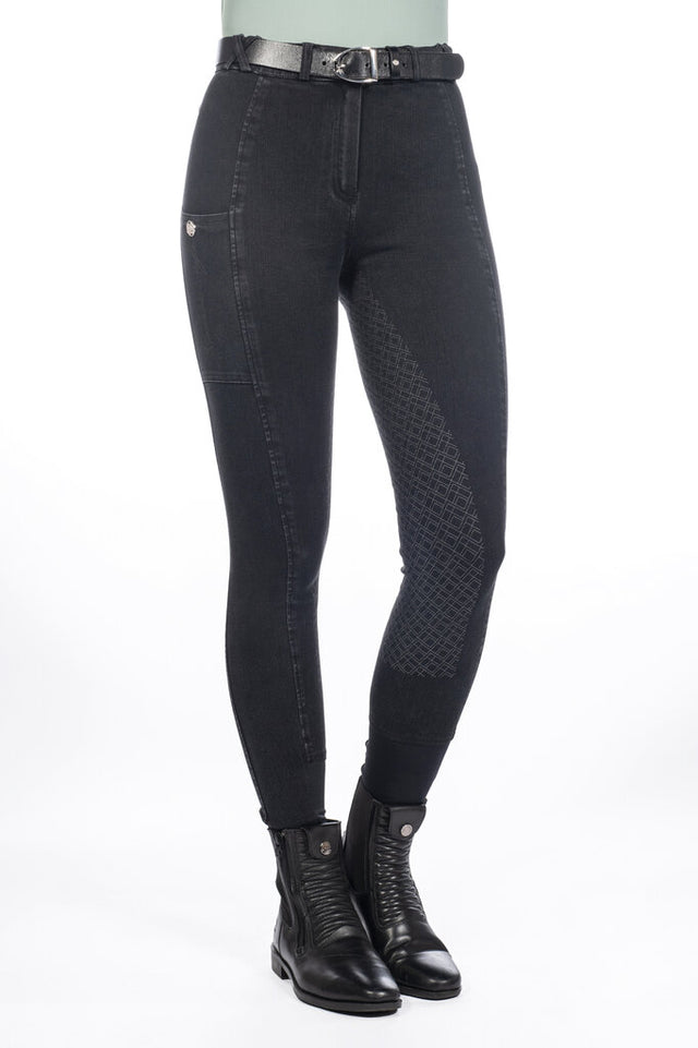 HKM Ladies Full Seat Riding Breeches -Harbour Island Denim #colour_black